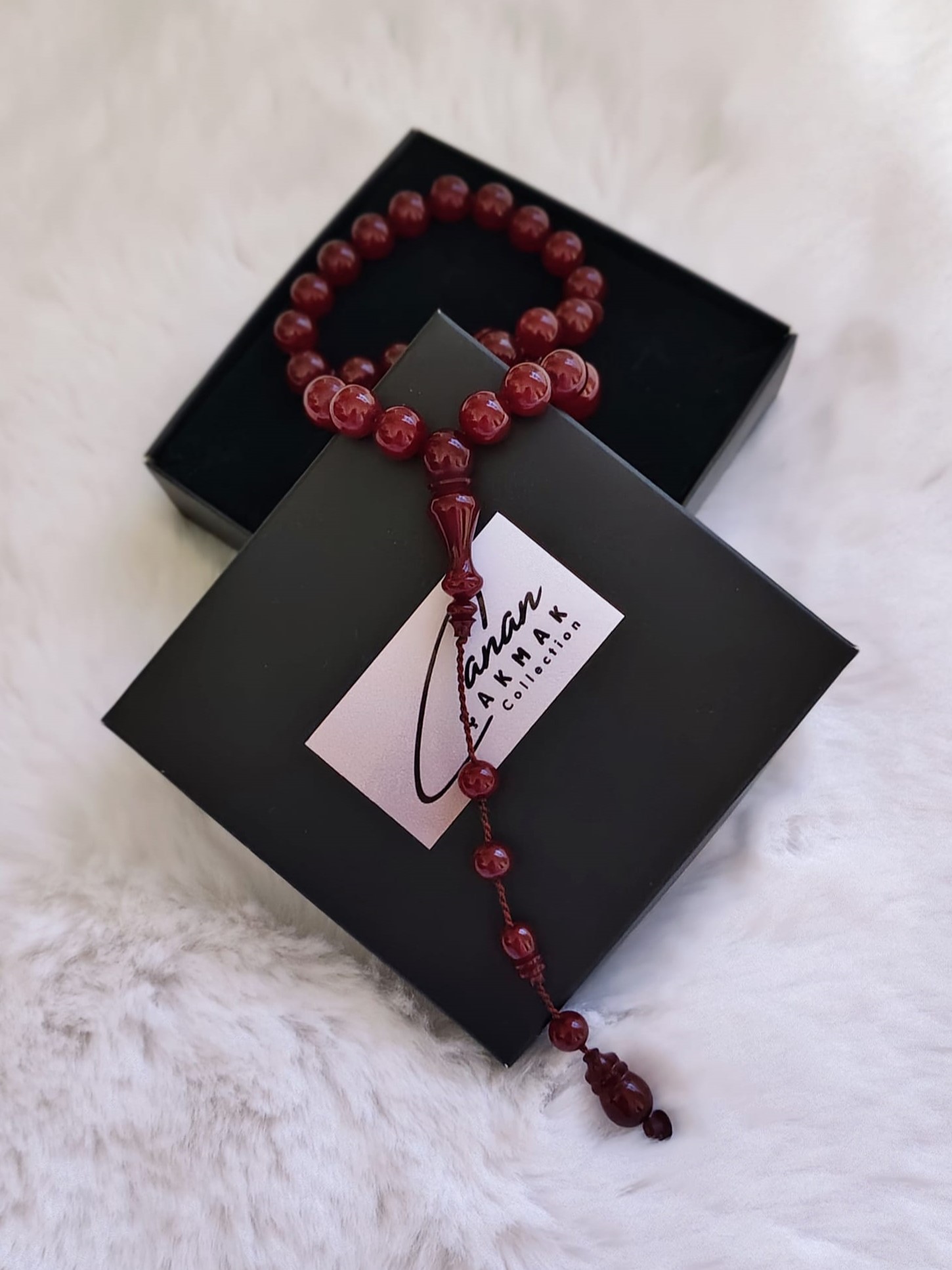 Küre Kesim Bordo Sıkma Kehribar Tesbih