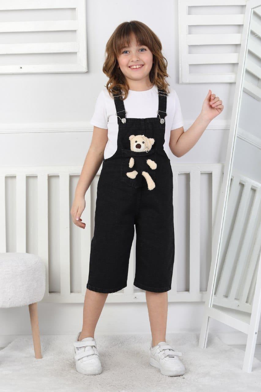 Kız Çocuk Ayıcıklı Siyah Şort Slopet 