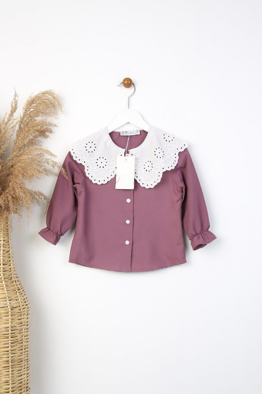 Kız Çocuk Uzun Kollu Gülkurusu Gömlek