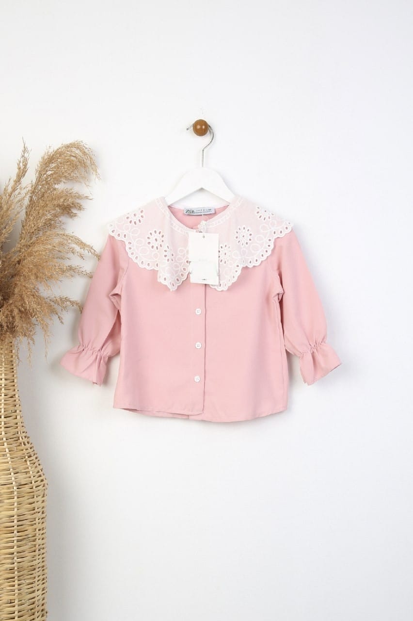 Kız Çocuk Uzun Kollu Pembe Gömlek